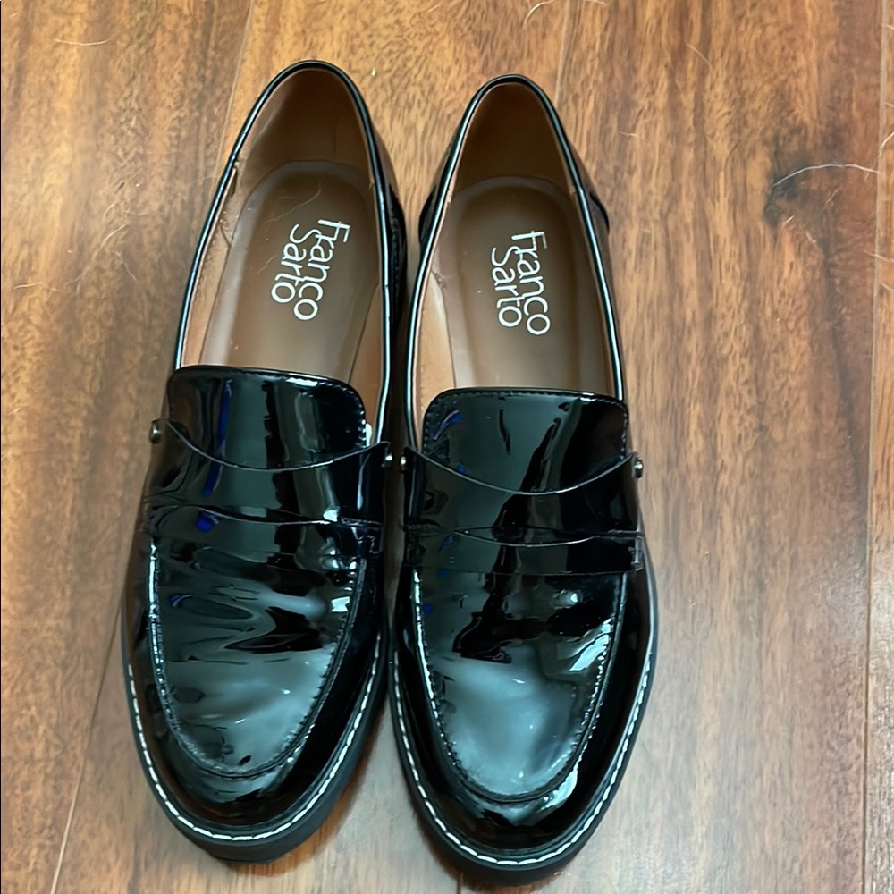 Franco Sarto Black Patent Leather Loafers